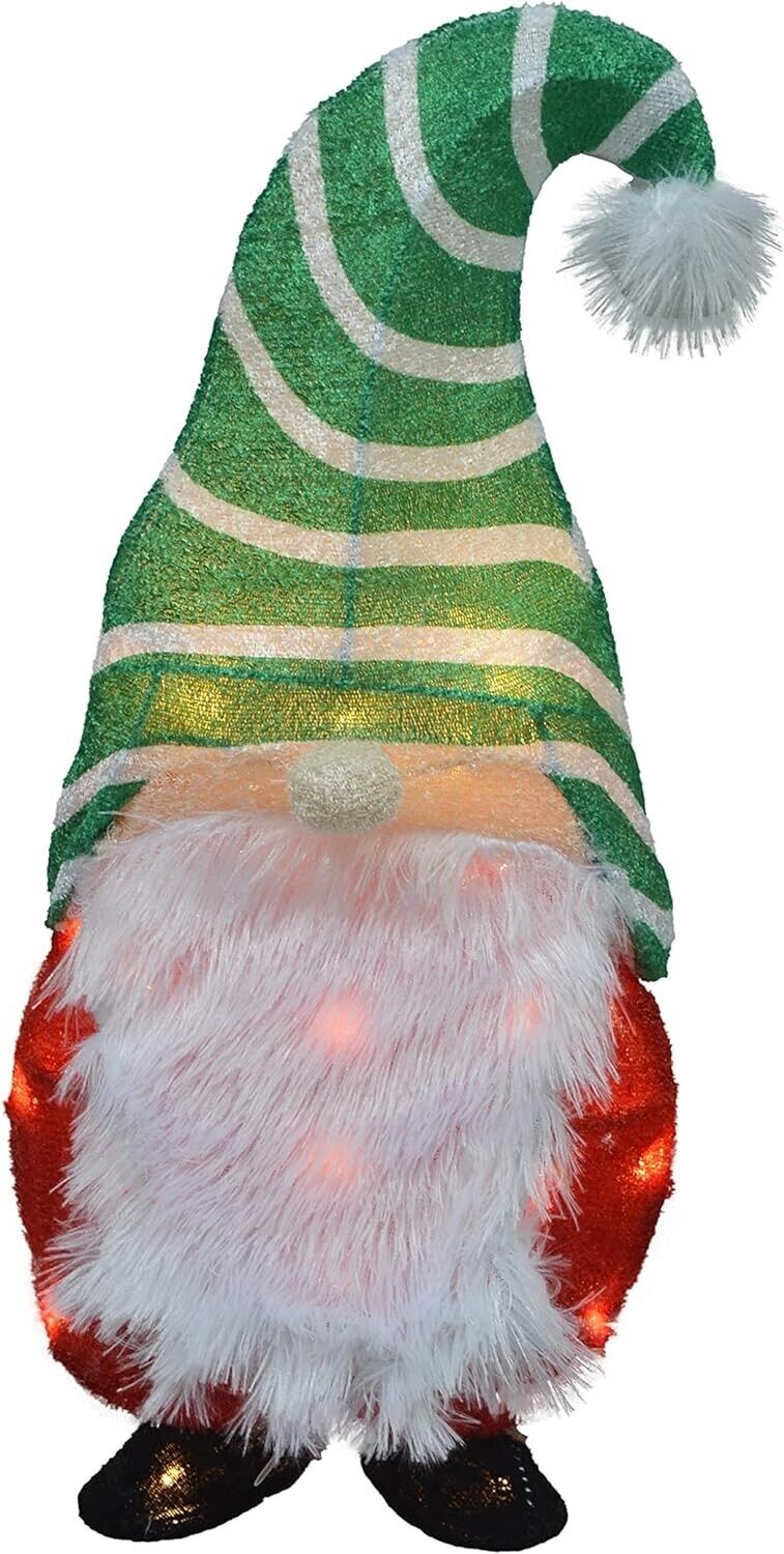 Candy Cane Lane Pre-Lit Gnome 3D Christmas Yard Decor LED Lights 20"