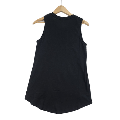 Giuliana Womens Hi Low Curved Hem Tank Sleeveless Top Cotton Modal Black XS