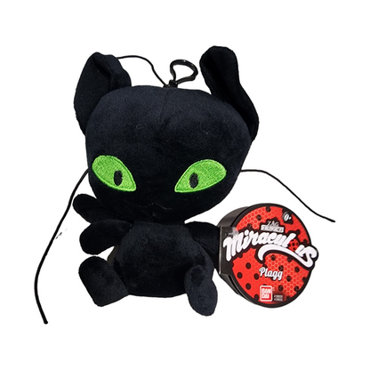 Bandai Zag Heroez Plagg Miraculous Ladybug Cat Noir 6" Plush Keychain Bag Hanger