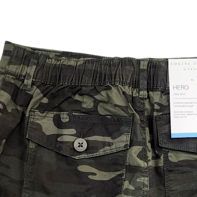 Social Standard Womens Utility Shorts Relaxed Fit Camo Roll Tab Cuff S L XXL