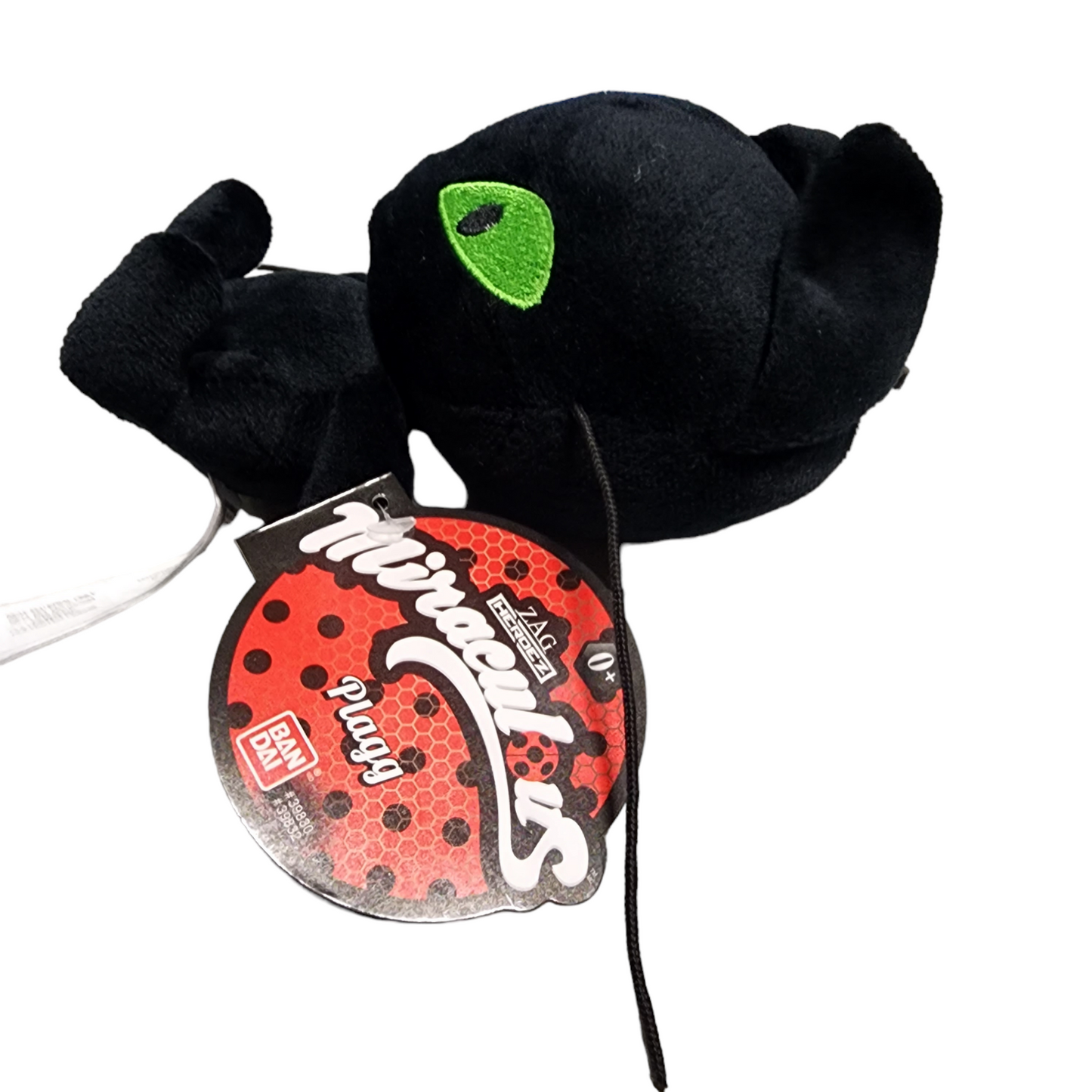 Bandai Zag Heroez Plagg Miraculous Ladybug Cat Noir 6" Plush Keychain Bag Hanger