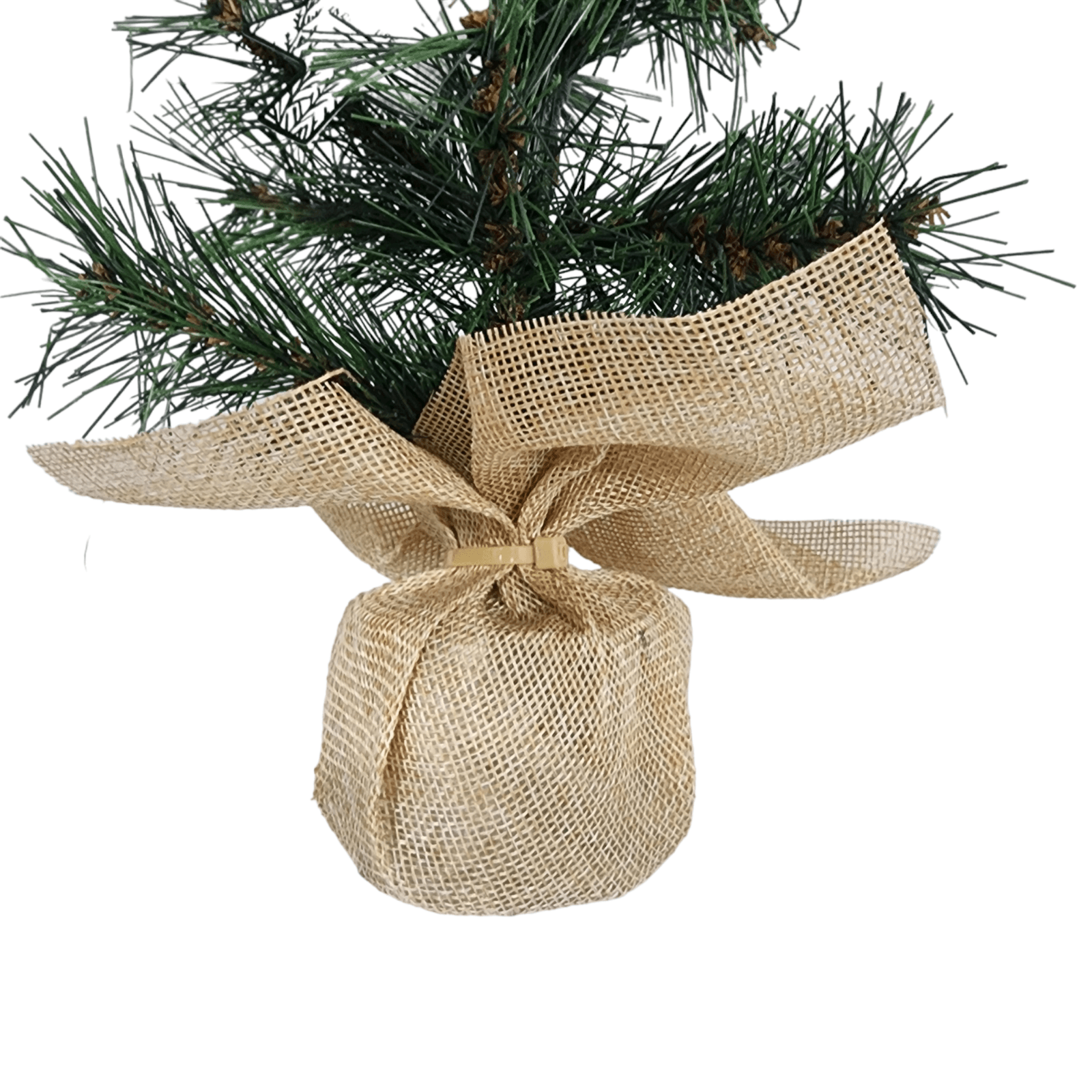 Mini Artificial Pine Tree Sapling 12" Faux Burlap Wrapped Base 2 Pk - Sammi's Attic