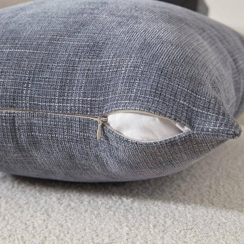 Square Pillow Cover Decorative Throw Case 18" Blue Gray Chenille Farmhouse Urban (covers only) - Sammi's Attic